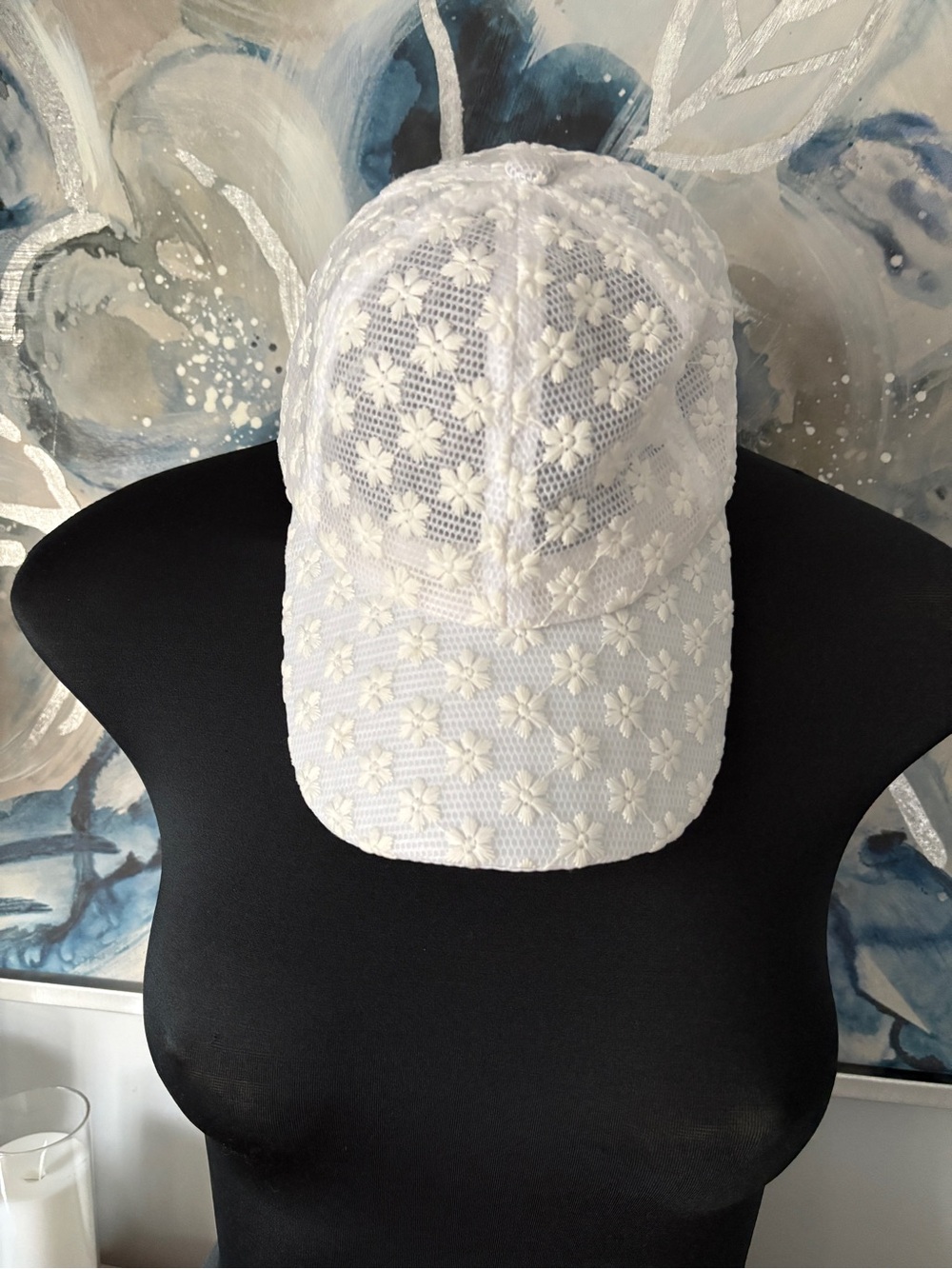 NEW,White Floral Lace Baseball Cap - Women Accessories
